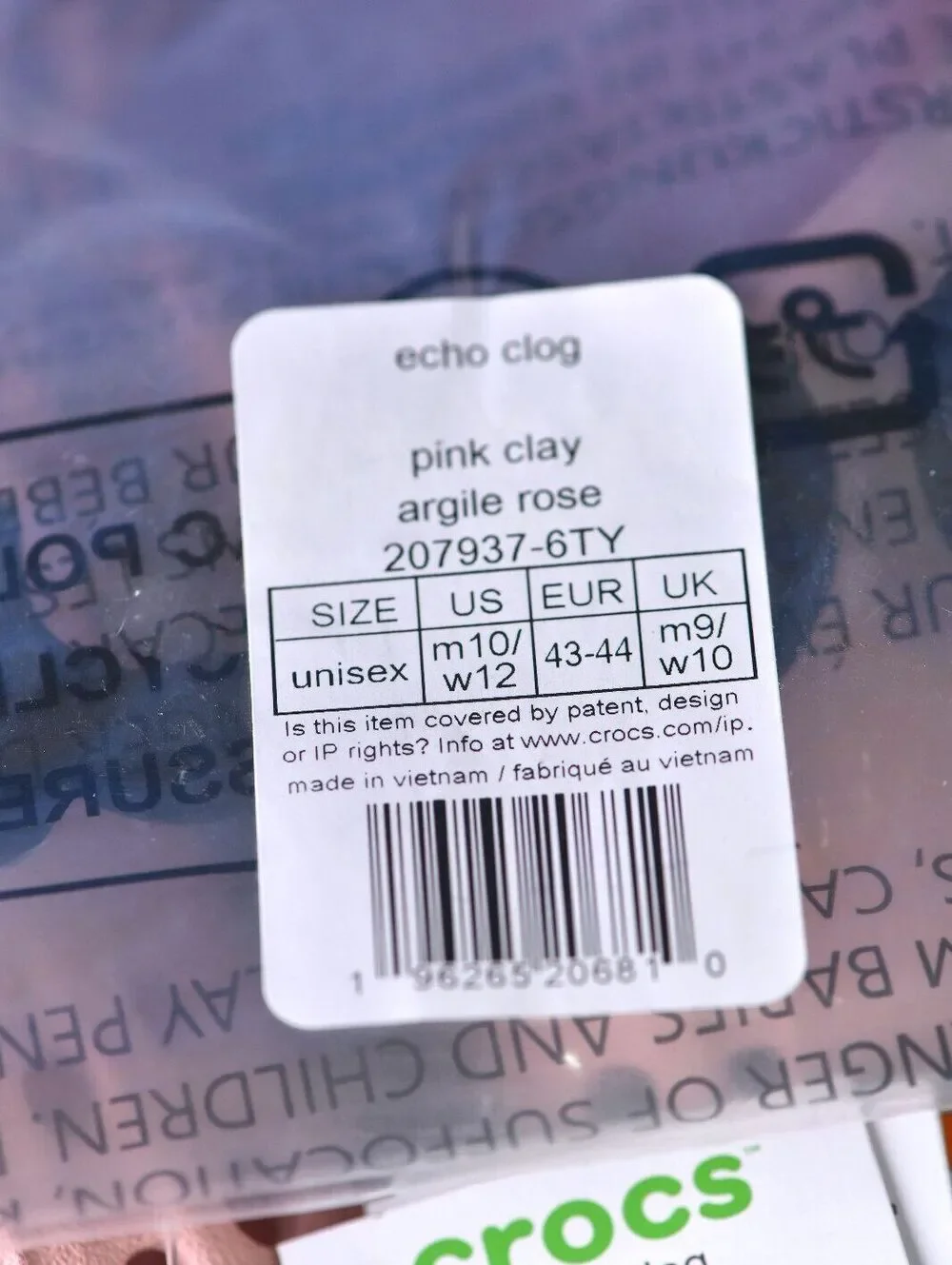 New! Size: 10 Men/12 Women | Crocs Echo Clogs Unisex Pink